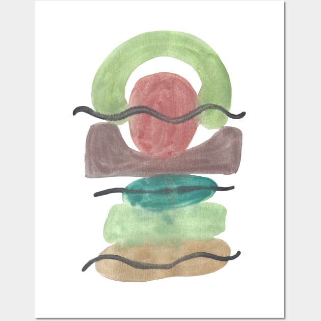 Neutral Nature Shape Stack - Minimalist Abstract Watercolor Painting Wall Art by GenAumonier